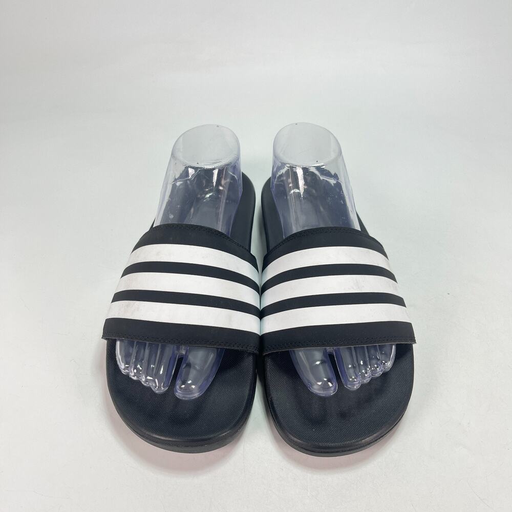 adidas Adilette Shower Black White Three Stripes Slides Sandals JS4313 Mens Sz 8 - Picture 2 of 8